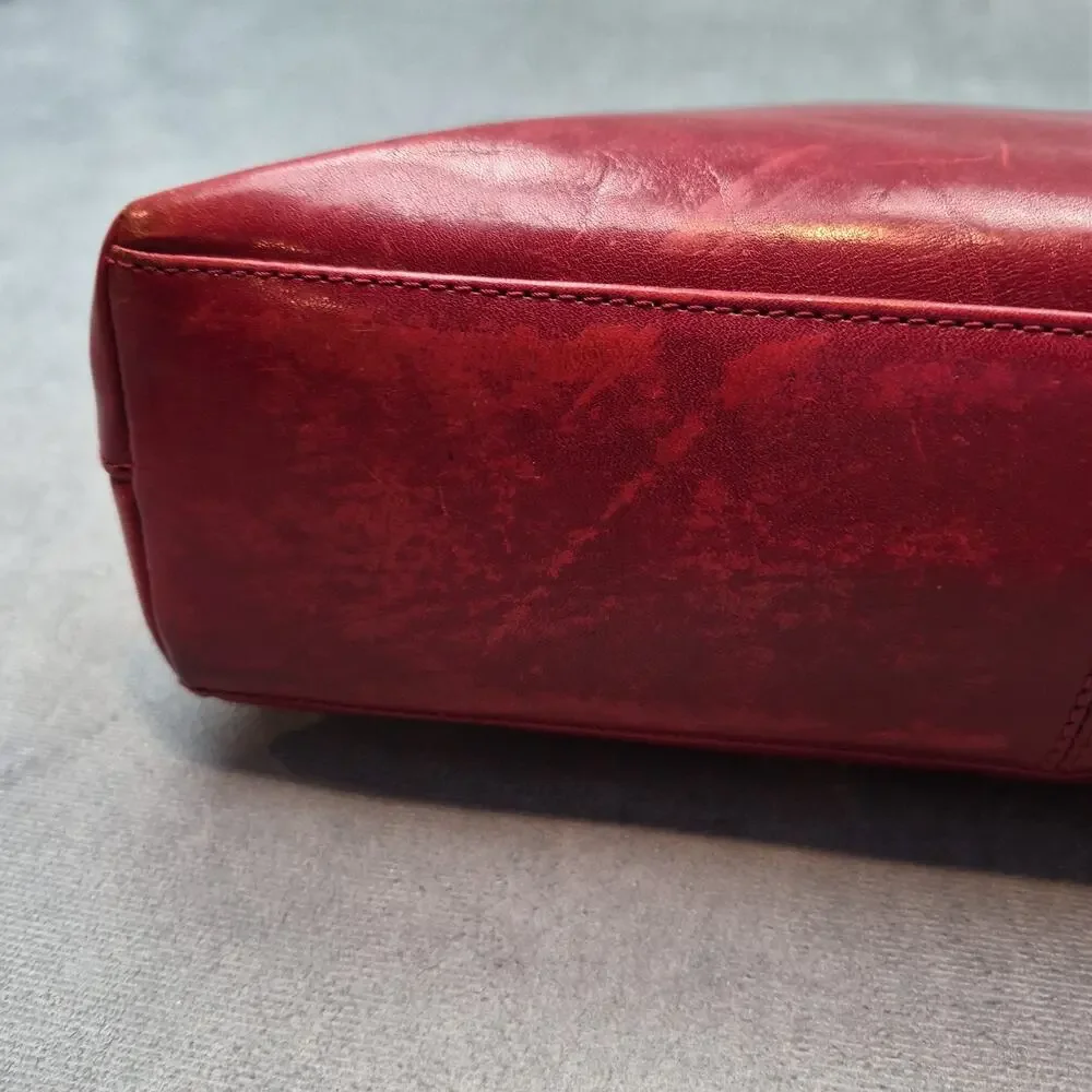 Hobo International Old Money Vintage Minimalist Red Leather Medium Shoulder Bag